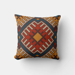 Tribal Aztec seamless pattern on the wool knitted Throw Pillow