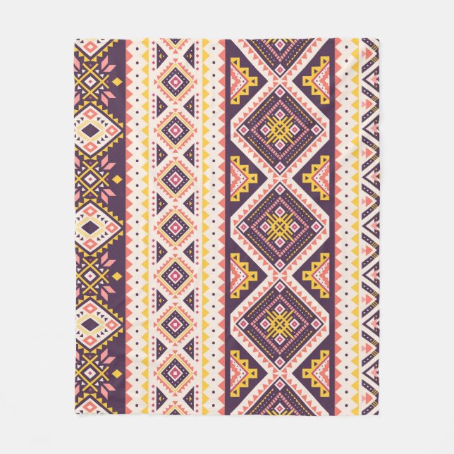 Tribal Aztec striped, geometric pattern. Fleece Blanket (Front)
