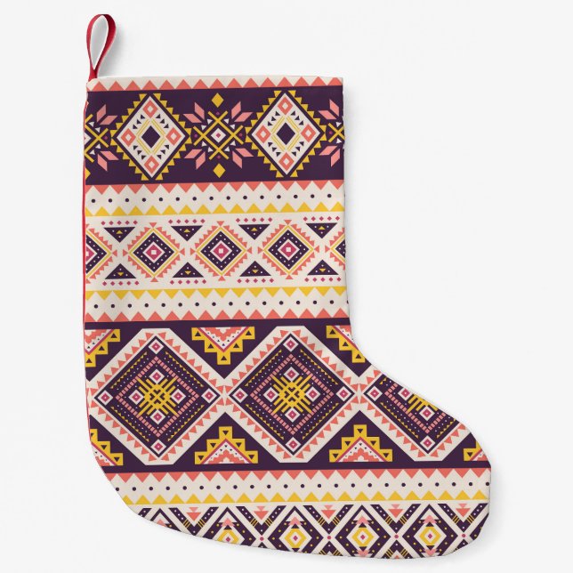 Tribal Aztec striped, geometric pattern. Small Christmas Stocking (Front)