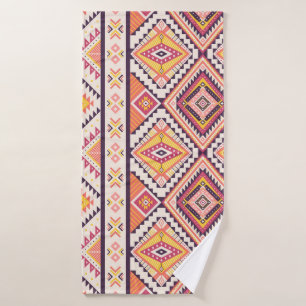 Tribal Aztec Striped Seamless Background Bath Towel