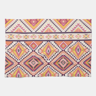 Tribal Aztec Striped Seamless Background Kitchen Towel