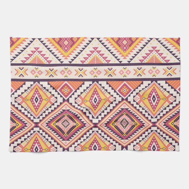 Tribal Aztec Striped Seamless Background Kitchen Towel (Horizontal)