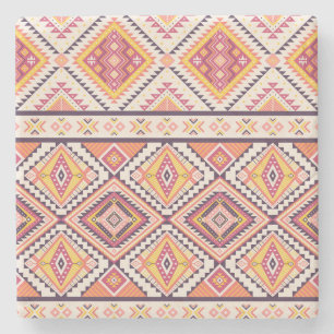 Tribal Aztec Striped Seamless Background Stone Coaster