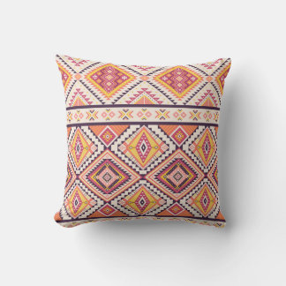 Tribal Aztec Striped Seamless Background Throw Pillow