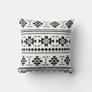 Tribal aztec, vintage white background. throw pillow
