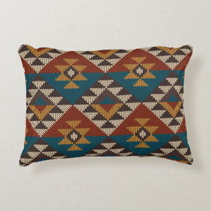 Tribal Aztec Wool Knitted Texture. Accent Pillow