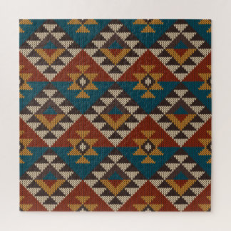 Tribal Aztec Wool Knitted Texture. Jigsaw Puzzle