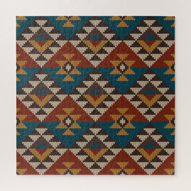 Tribal Aztec Wool Knitted Texture. Jigsaw Puzzle (Vertical)