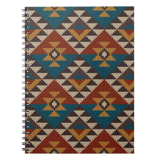 Tribal Aztec Wool Knitted Texture. Notebook (Front)