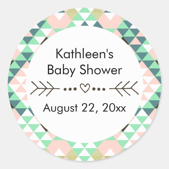Tribal Baby Shower Gender Reveal Favour Classic Round Sticker (Front)