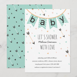 Tribal Baby Shower Invitations   Neutral Mint