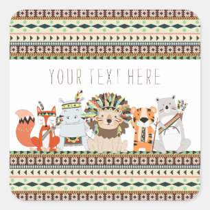 Tribal Baby Shower Square Sticker