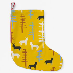 Tribal background with horses and trees,creative f small christmas stocking