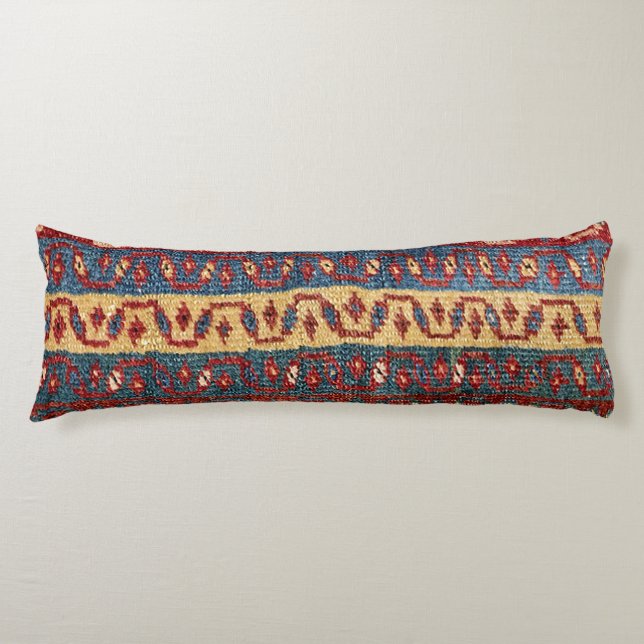 Tribal Bands Zig Zag Yellow Blue Red Lines  Body Pillow (Front)