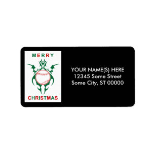 tribal baseball merry christmas label
