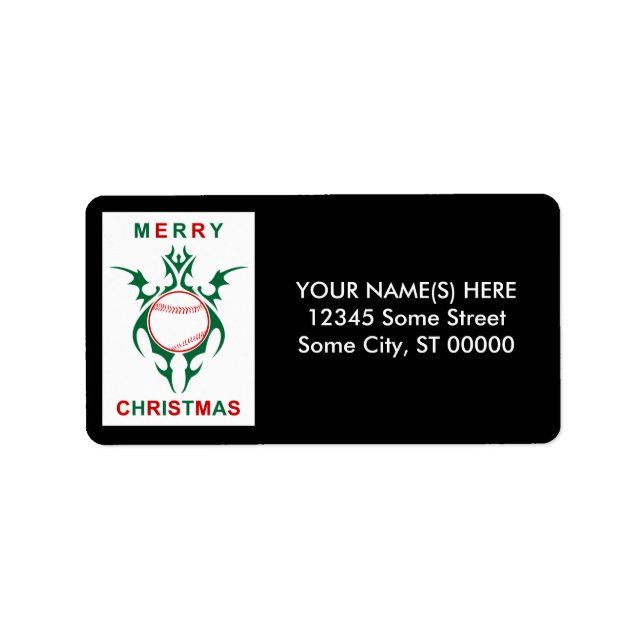 tribal baseball merry christmas label (Front)