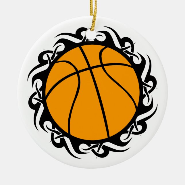 tribal basketball ceramic ornament (Front)