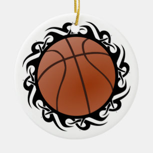 tribal basketball ceramic ornament