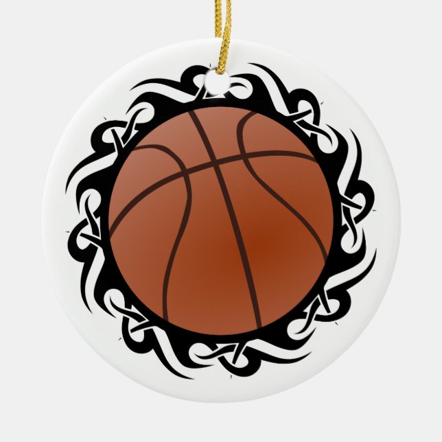 tribal basketball ceramic ornament (Front)