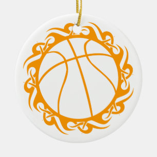 tribal basketball ceramic ornament