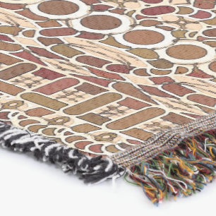 Tribal Batik - brown and beige Throw Blanket