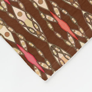 Tribal Batik - Brown, Tan and Coral Fleece Blanket