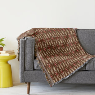 Tribal Batik - Brown, Tan and Coral Throw Blanket