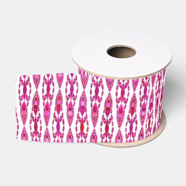 Tribal Batik - Burqundy and Fuchsia Pink Grosgrain Ribbon (Spool)