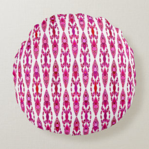 Tribal Batik - Burqundy and Fuchsia Pink Round Pillow