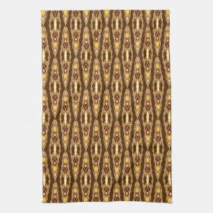 Tribal Batik - Chocolate Brown and Beige Kitchen Towel