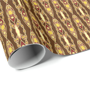 Tribal Batik - Chocolate Brown and Beige Wrapping Paper