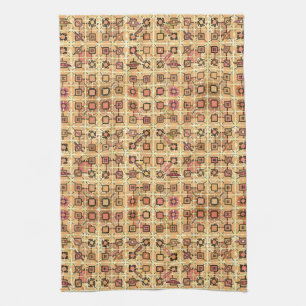 Tribal Batik - chocolate brown and camel tan Kitchen Towel