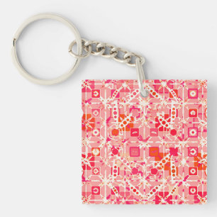 Tribal Batik - corail rose, corail orange et crème
