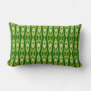 Tribal Batik - Dark Green and Avocado Lumbar Pillow