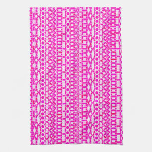 Tribal Batik - fuchsia, magenta, orchid and white Kitchen Towel