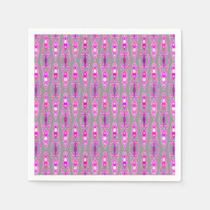 Tribal Batik - Fuchsia Pink, Violet and Grey Napkin