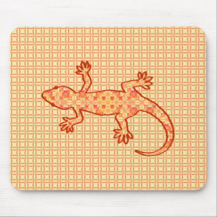 Tribal batik Gecko - coral and light orange Mouse Pad