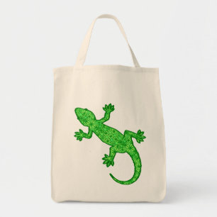 Tribal Batik Gecko - Lime and Emerald Green Tote Bag