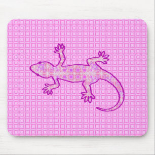 Tribal batik Gecko - orchid and shell pink Mouse Pad