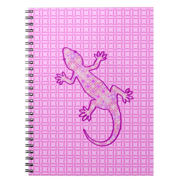 Tribal batik Gecko - orchid and shell pink Notebook (Front)