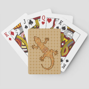 Tribal batik Gecko - rust, amber and tan Playing Cards