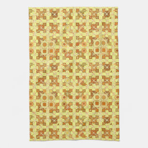Tribal Batik - golden yellow, brown and tan Kitchen Towel