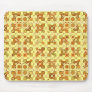 Tribal Batik - golden yellow, brown and tan Mouse Pad