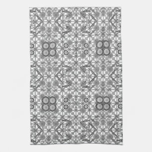 Tribal Batik - grey / grey, black and white Kitchen Towel