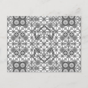 Tribal Batik - grey / grey, black and white Postcard