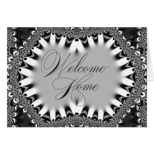 Tribal Batik Lace Black & Silver Welcome Home Card