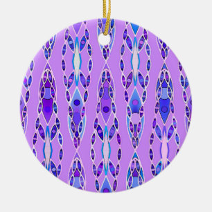 Tribal Batik - Lavender, Blue and Violet Ceramic Ornament