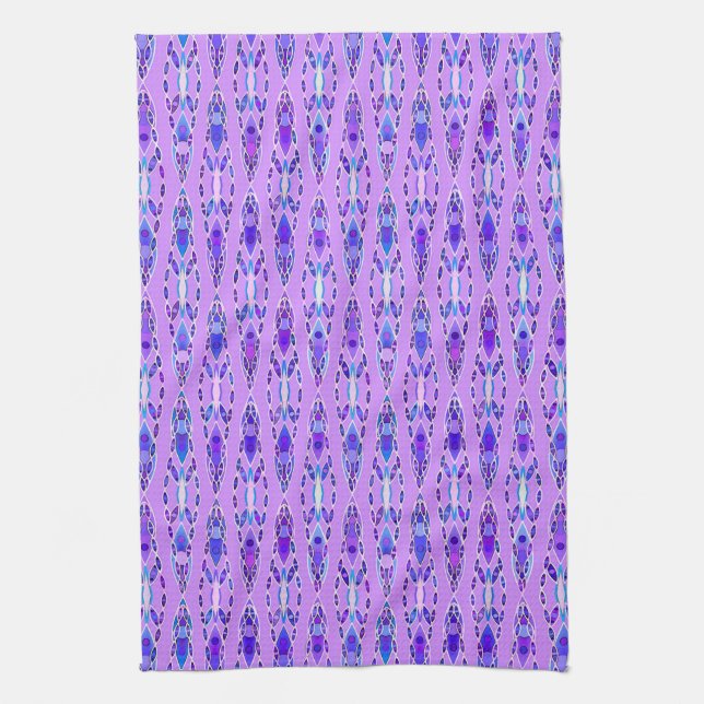 Tribal Batik - Lavender, Blue and Violet Kitchen Towel (Vertical)