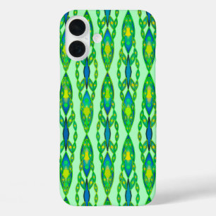 Tribal Batik - Mint, Emerald Green and Blue iPhone 16 Plus Case
