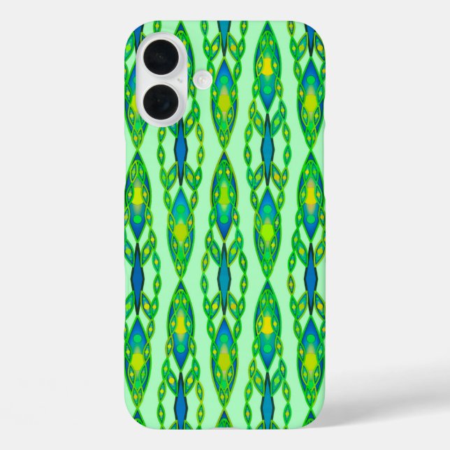 Tribal Batik - Mint, Emerald Green and Blue Case-Mate iPhone Case (Back)